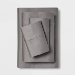Threshold Full Solid Performance 400TC Sheet Set Gray Cotton 4pc NEW